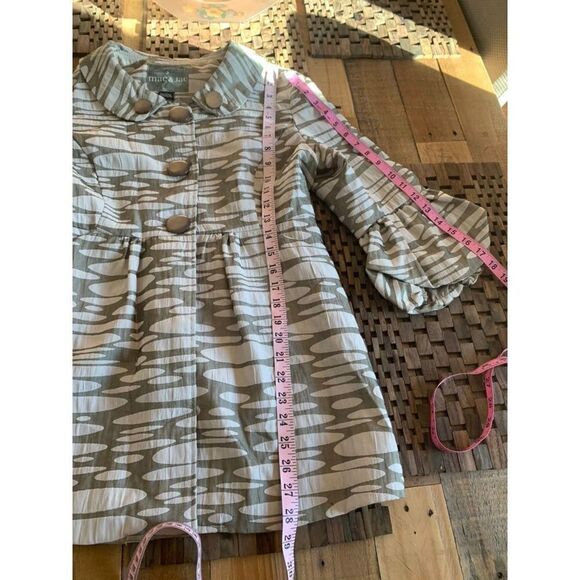Mac & Jac Camouflage Lined Blazer/Jacket Peplum Bell Sleeves Large Buttons 12 - Picture 11 of 12